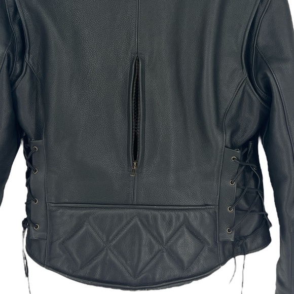 𝅺FOX CREEK Leather Moto Bikercore Gorpcore Motorcycle Jacket SZ Large - Picture 6 of 15